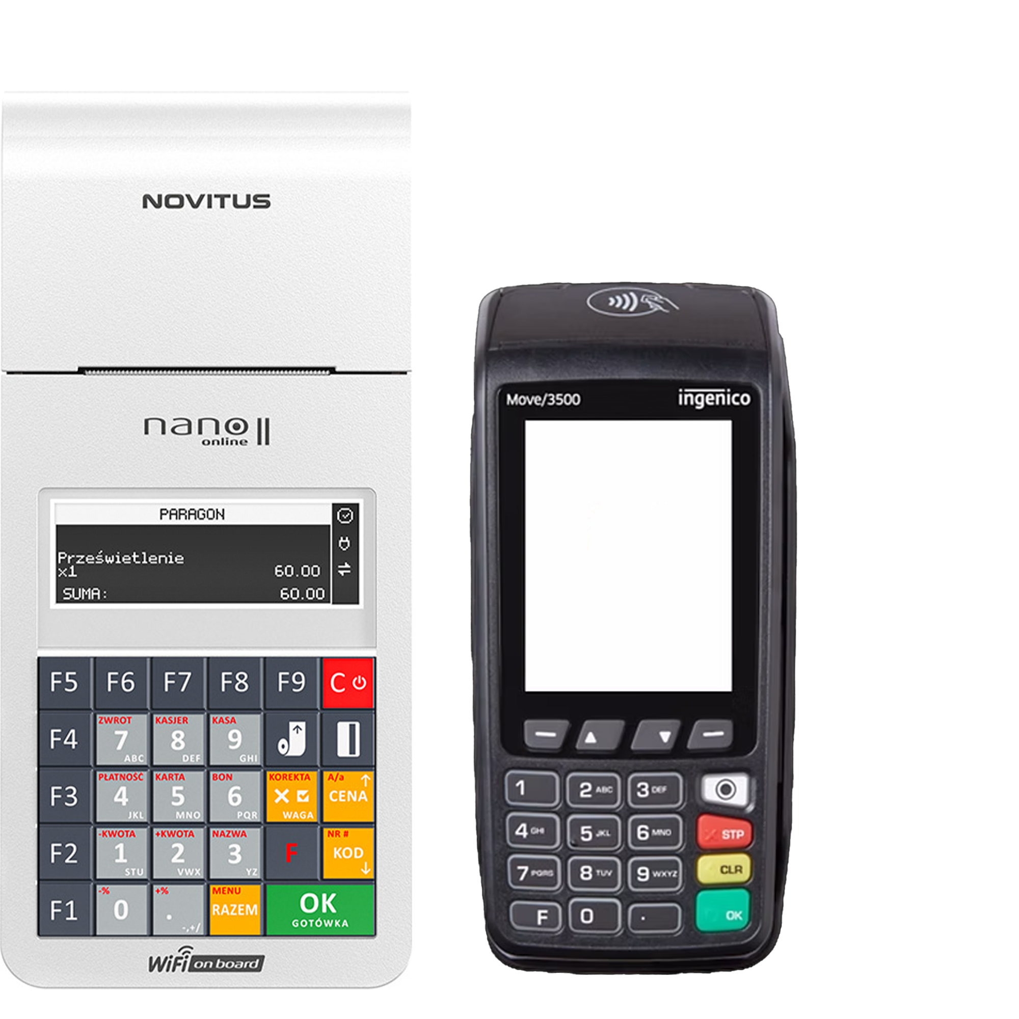 Kasa fiskalna NANO II Online + Terminal płatniczy Move 3500 ( BIAŁA KASA )